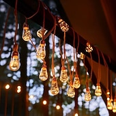 cheap LED String Lights-Solar Outdoor Camping Light Bulb Fairy String Light 8m 16LED Waterproof Wedding Party Atmosphere Landscape Light Home Garden Balcony Fence Tree Christmas Decoration