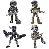 cheap Halloween Hanging &amp; Tabletop Decorations-Halloween Skeleton with Machine Gun Resin Figurine, Sci-Fi Alien Robot Statue with Gatling Gun, Creepy Resin Decor for Home, Office or Party Display