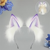 ieftine Accesorii Stilizare Păr-Bandă de păr cu urechi de pisică cu gradient de dopamină, cu urechi de vulpe și lup întunecate – urechi de animale lucrate manual pentru Halloween, cosplay, petrecere și jocuri de rol