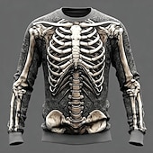 ieftine Hanorace 3D pentru bărbați-Halloween Bărbați #D Schelet Hanorca Hanorca Manșon Lung Hanorac Stil Nautic Casual Punk și gotic Tipărire 3D Petrecere Haine de strada Toate Sezoanele