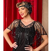 billige Sjalkappe-kvinners 1920-talls sjal sjal paljetter flapper kveldssjal for kvinner Gatsby-tilbehør til Harlem-kvelden