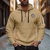 economico Felpa Tattica-Per uomo Felpa con cappuccio Felpa con cappuccio e zip corta Nero Bianco Vino Blu marino Blu Reale Con Cappuccio Semplice Con zip Tasca Frontale Tattico Sport &amp; Outdoor Casuale Streetwear Cool
