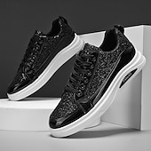 preiswerte Lässige Sneakers-Herren-Sneaker mit goldenem Glitzer, lässige Modeschuhe für Streetwear-Partys und Feiertagsveranstaltungen