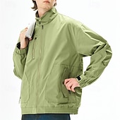 cheap Casual Jackets-Men&#039;s Lightweight Jacket Cargo Jacket Casual Jacket Vacation Daily Windproof Windbreaker Pocket Fall Winter Plain Fashion Classic Stand Collar Regular Black White Purple Green Jacket