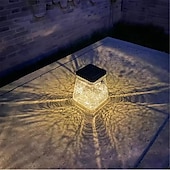 preiswerte Außenwandleuchten-Solarbetriebene, geknackte Hängelampe für den Außenbereich, Gartenhof, Landschaftslampe, solarbetriebene quadratische Schreibtischlampe aus Glas, 1 Stück
