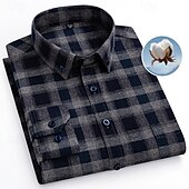 preiswerte Businesshemden für Herren-Herren Hemd Kleidhemd Knopfhemd Karomuster Hochzeit Party Schwarz Rote Blau Grün Langarm Revers Frühling Herbst Bekleidung