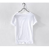 economico T-shirt in Cotone e Lino-Per uomo Maglietta di cotone Maglietta Manica Corta Maniche Corte Scollo a V Estate Tutte le stagioni Semplice Moda Designer Essenziale Stile Classico Base Casuale Vacanza Streetwear Blu Cammello Nero