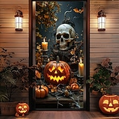 halpa Halloween-oviverhot-Helloween Ovien Peitteet Ovi Luuranko Kurpitsa Gobeliini Ovisuoja Taustakoriste Ovi Banneri Etuoveen Maalaistalon Loma Juhla Sisä- ja Ulkosisustus Tarvikkeet