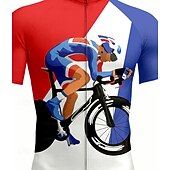 Недорогие Мужские джерси-Муж. Велокофты Графика Геометрический принт С короткими рукавами Велоспорт Джерси Верхняя часть с 3 задними карманами Устойчивость к УФ Быстровысыхающий Передняя молния Со светоотражающими полосками