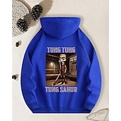 billiga Pojkens 3D Sporter &amp; Spel-Pojkars avslappnad långärmad huvtröja med tung tung tung sahur-tryck vår höst mode streetwear barn 4-12 år huva utomhus daglig normal passform