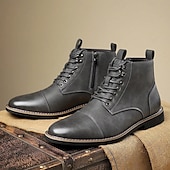 abordables Bottines-Bottines à lacets vintage pour homme – bottines à bout droit avec coutures classiques pour le travail, le week-end et l&#039;automne