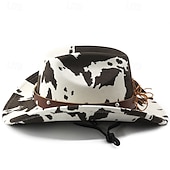 economico Cappelli-Cappello da cowboy retrò in denim con tesa larga, 1 pezzo, cinturino in omaggio, resistente alla deformazione, adatto per attività all&#039;aperto