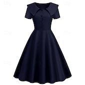 levne Šaty-Retro 50. léta Rockabilly Polední Šaty Šaty na šaty Rozevláté Do V Maškarní kostým Dámské předvečer Všech svatých Karneval Valentýna Čajový dýchánek Retro tematická párty Dospělé Šaty Léto