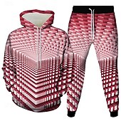 economico Set di Felpe 3D da Uomo-Per uomo Geometrico Illusione ottica 2 pezzi Set di felpe 3D Tuta Felpa con Cappuccio Manica Lunga Pantaloni lunghi Con Cappuccio Casual Quotidiano Athleisure Stampa 3D Primavera Autunno Inverno