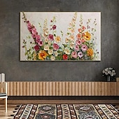 levne Květinové či botanické obrazy-Ručně dělaná olejomalba na plátně, nástěnná dekorace, moderní 3D malířská špachtle, abstraktní květinové / botanické pro domácí dekorace, napnutý rám, závěsný obraz / rolované plátno (bez rámu)
