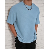 abordables t-shirts de base-Homme T-shirt Chemise à manches courtes Manche Courte Col ras du cou Été Uni Mode Designer Basique Jacquard Vacances Rue Sortir Noir Blanche Kaki T-shirt haut de gamme pour homme