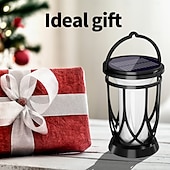 tanie Oświetlenie krajobrazowe-1 szt. zewnętrzna wodoodporna lampa z migającym płomieniem słonecznym 28 koralików LED na dziedziniec, ogród, trawnik, ścieżka, taras, lampa wisząca, lampa wisząca, halloween, dekoracja na imprezę