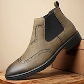 abordables Bottes de Chelsea-Homme Bottes Bottes Chelsea Marche ancien Occasionnel Britannique Cuir PU Confortable Antidérapant Chaud Bottines Mocassin Noir Marron Kaki Automne Hiver