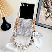 cheap Samsung Cases-Phone Case For Samsung Galaxy Z Flip 7 Z Flip 6 Z Flip 5 Z Flip 4 Z Flip 3 Back Cover with Lanyard Shockproof Flower Floral