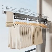 cheap Home Storage &amp; Hooks-3/4 Fold Wall-Mounted Clothes Drying Rack with Rotating Design Space-Saving Foldable Clothes Hanger for Balcony, Laundry Room, Bathroom