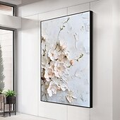 baratos Pinturas a Óleo-Mintura pinturas a óleo em tela com textura 3D feitas à mão, arte de parede, decoração, moderna, abstrata, imagem de flores para decoração de casa, pintura enrolada, sem moldura, não esticada