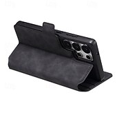 cheap Samsung Cases-Phone Case For Samsung Galaxy S25 Plus S25 Ultra S24 Ultra S24 Plus Back Cover Support Wireless Charging Kickstand Card Slot Retro TPU PU Leather