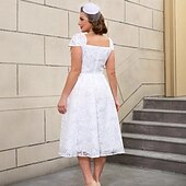 preiswerte Kleider-Retro Vintage 1950er Rockabilly Midlänge A-Linien-Kleid Ausgestelltes Kleid Übergröße Blumen A-Linie Damen Urlaub Heimkehr Party &amp; Abend Erwachsene Kleid Frühling &amp; Sommer