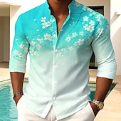 economico Modello di piante-Per uomo Stampa Floreale Fiori Camicia Camicia con Bottoni Camicia con colletto alla coreana Manica Lunga Moda Casual All&#039;aperto Vacanza Quotidiano Primavera Autunno Collo alla coreana Colletto alla