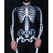 preiswerte Schädel &amp; Knochen-Totenkopf Halloween Bodysuit Ganzkörper-Catsuit Gruseliges Kostüm Kinder Erwachsene Herren Damen Jungen Halloween Karneval Tag der Toten Leistung Party Club Einfache Halloween-Kostüme Verkleiden