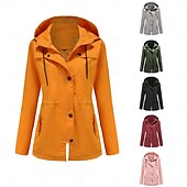abordables veste active-Femmes Manteau Confortable Avec Poches Fermeture intégrale Mode street style Uni Extérieur Décontracté Quotidien Long À capuche Coupe régulière manche longue Vêtements d&#039;extérieur Noir Jaune Rose