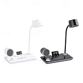 cheap Desk Lamps-LED Desk Lamps for Home Office Wireless Charger Small Desk Lamp with Bluetooth Touch lamps for nightstand Reading Night Light with Clock Dimmable Side Table Lamp for College Dorm Room Bedroom