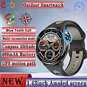 abordables Montres connectées-S666R Montre intelligente 1.43 pouce Smartwatch Montre Connectée Bluetooth Podomètre Rappel d&#039;appel Moniteur d&#039;Activité Compatible avec Android iOS Hommes GPS Longue Veille Étanche IP68 Boîtier de