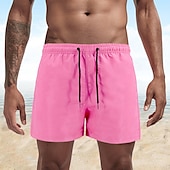 baratos shorts de natação masculinos-Homens Calção Justo de Natação Shorts de Natação Bermuda de Surf Tecido Secagem Rápida Respirável Cintura elástica Com Cordão Férias Praia Havaiana Casual Azul Lago Preto