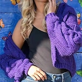 preiswerte Einfarbiger Cardigan-Damen Pullover Strickjacke Mode Streetwear Täglich Einfarbig Gerippt Mit Kapuze Gestrickt Langarm Crop Tops Stricken Ferien Ausgehen Wochenende Weiß Rosa Herbst Winter