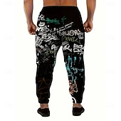 tanie Dresy-Męskie Kolorowy Graffiti Spodnie dresowe Uprawiający jogging Spodnie Średni Talia Elastyczna talia ze sznurkiem Codzienny Jogging Streetwear Ćwiczyć Spodnie dresowe sportowe z kieszeniami Wiosna