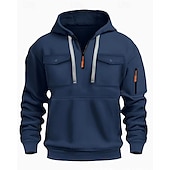 voordelige basic hoodies voor heren-Voor heren Trui met capuchon Hoodie met kwartrits Zwart Wit Wijn Leger Groen Rood Capuchon Effen Zak Kwart ritssluiting Sport &amp; Outdoor Dagelijks Feestdagen Polyester Streetwear Basic Casual Lente