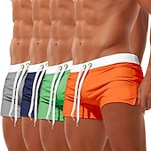 olcso férfi boxer úszónadrág-4 db-os férfi úszónadrág fürdőruha szörfös rövidnadrág strandnadrág rugalmas derék húzózsinóros cipzáras zsebbel egyszínű gyorsan száradó légáteresztő térdig érő hétköznapi mindennapi tengerparti
