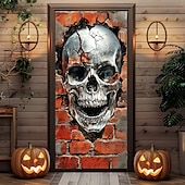 halpa Halloween-oviverhot-Helloween Ovien Peitteet Ovi Luuranko Kurpitsa Gobeliini Ovisuoja Taustakoriste Ovi Banneri Etuoveen Maalaistalon Loma Juhla Sisä- ja Ulkosisustus Tarvikkeet