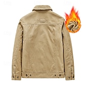 billiga Cargo Jackor-Herr Fleece-jacka Cargojacka Chore Jacka Formell Hem Vindtät jacka Hållbar Ficka Fleecekrage Höst Vinter Ensfärgat Aktiv Vintage Krage Normal Marinblå Mörkgrön Kaki Jacka