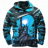 abordables Gothique &amp; Crâne-Halloween Homme Graphique 3D Sweats à capuche Sweatshirt Sweat à capuche Sweat à capuche Col ras du cou Punk Impression 3D Club Vêtements de rue Jaune Bleu Cordon de serrage Automne Hiver Designer