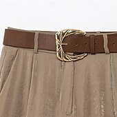 billiga breda ben och hög midja-Dam Brett skaft Byxor Palazzo byxor Mode Streetwear Fullängd Hög midja Slät Mateial som andas Bekväm Gata Dagliga kläder Utekväll Gul Kaki Vår Höst Normal