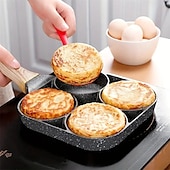 お買い得  キッチン用品＆小物-4-in-1 鋳鉄製エッグパン、シングルハンドル付きノンスティックフライパン、食器洗い機対応、電気コンロ対応、卵、パンケーキなどを調理できる多目的キッチンツール