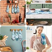 abordables Nettoyage de la cuisine-Ensemble de 6 torchons de cuisine en microfibre ultra doux et absorbants, motif tortue de mer et animaux marins, pour la cuisine, la pâtisserie et le nettoyage, torchons de cuisine décoratifs pour la