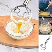 cheap Kitchen Utensils &amp; Gadgets-Stainless Steel Magic Dough Whisk Double Loop Mixer, Handheld Flour Dough Mixing Tool, Manual Egg Beater and Bread Batter Stirrer for Baking, Kitchen Utensil for Pastry and Pizza Dough