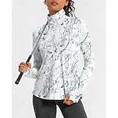 tanie Koszula damska-Damskie Sztuka abstrakcyjna Koszulka polo Koszulka do tenisa Długi rękaw Nadruk Quarter Zip Pullover Ochrona UV Elastyczny Oddychający Bransoletka tenisowa Golf Pikle Kołnierz zapinany na zamek