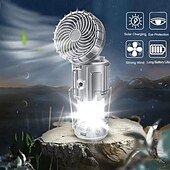 economico Ventilatori-Luce solare da campeggio con ventilatore, portatile ed estensibile, luce di emergenza, illuminazione esterna, telefono cellulare, luce a LED ricaricabile per tenda