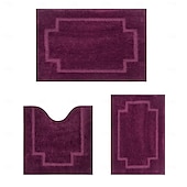 levne Sada 3 ks koupelnových koberců-obdélníkový 3/5&quot; (1,5 cm) Rohožky na stroji Polyester Non Skid Klasické Pevná barva
