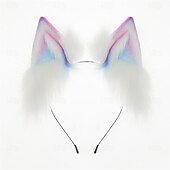 ieftine Accesorii Stilizare Păr-Bandă de păr cu urechi de pisică cu gradient de dopamină, cu urechi de vulpe și lup întunecate – urechi de animale lucrate manual pentru Halloween, cosplay, petrecere și jocuri de rol