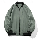 preiswerte Lässige Jacken-Herren Leichte Jacke Freizeitjacke Urlaub Täglich Atmungsaktiv Tasche Frühling Herbst Farbblock Mode Klassisch Stehkragen Regulär Aprikose Schwarz Gelb Grün Armeegrün Jacken