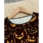 tanie Dziewczęce kostiumy na Halloween-Halloween Dziewczyny &#039; 3D Dynia Sukienka Długi rękaw Lato Wiosna Urlop Codzienny Święto Księżniczka Piękny Słodkie Dzieci 4-12 lat Codzienne sukienki Sukienka A line Do kolan Regularny